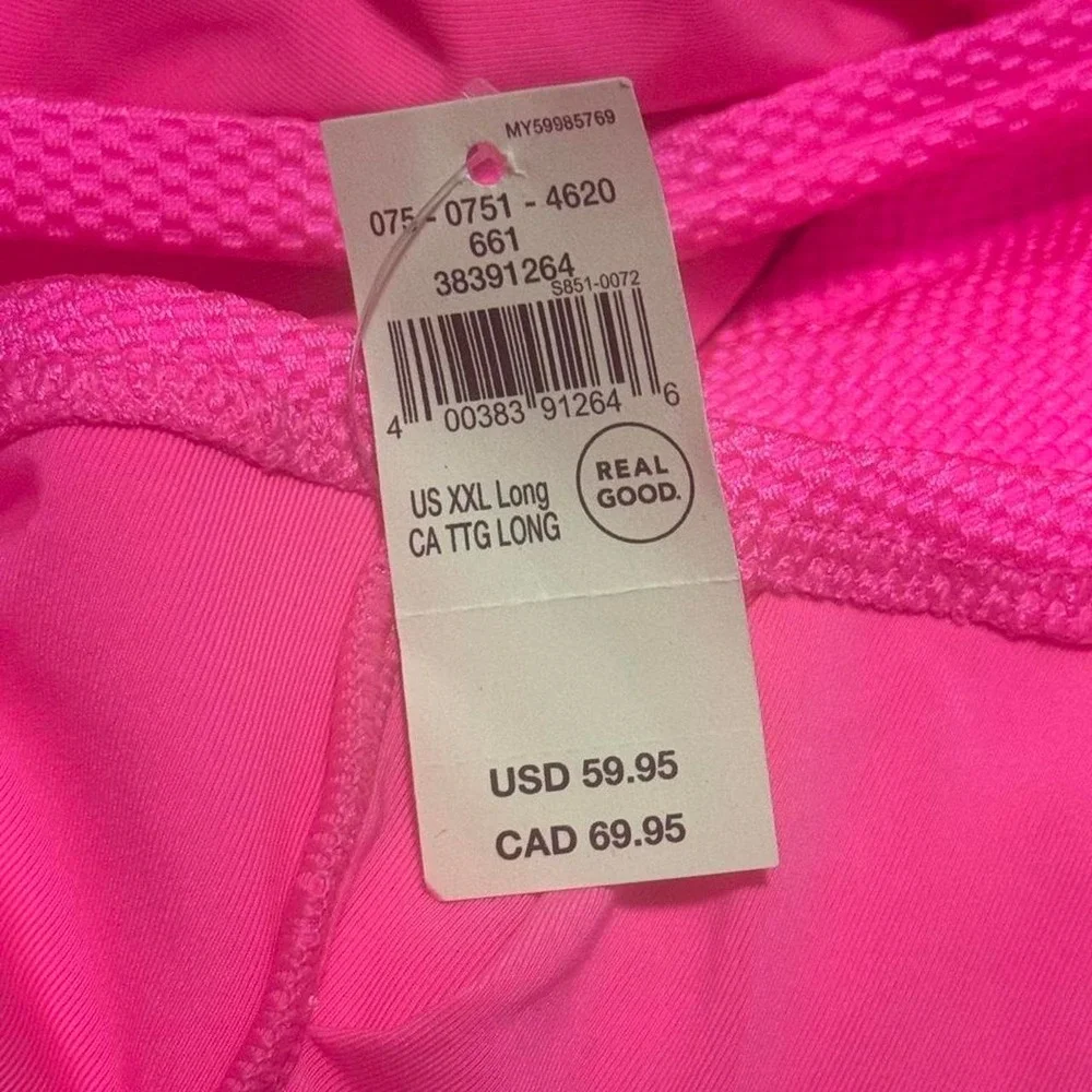 Aerie Neon Pink Textured One Piece Swimsuit XXL Long Cut Out Off Shoulder